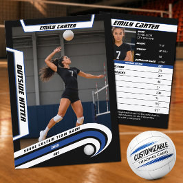 Persoonlijke Volleybal Ruilkaart Blauw Wit Contactkaartje