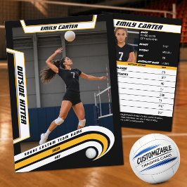 Persoonlijke Volleybal Ruilkaart Geel Wit Contactkaartje