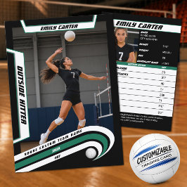 Persoonlijke Volleybal Ruilkaart Groen Wit Contactkaartje