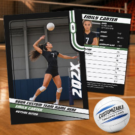 Persoonlijke Volleybal Ruilkaart Groen Zwart Contactkaartje