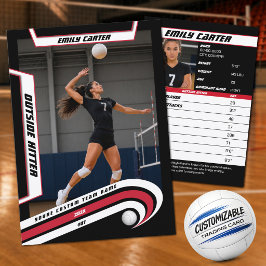 Persoonlijke Volleybal Ruilkaart Rood Wit Contactkaartje