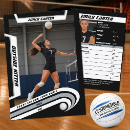 Persoonlijke Volleybal Ruilkaart Zilver Wit Contactkaartje