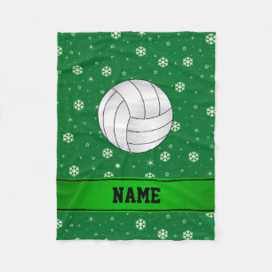 Persoonlijke volleybalgroene sneeuwvlokken fleece deken