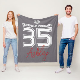 Persoonlijke Volleybalspeler Schoolkleuren Fleece Deken