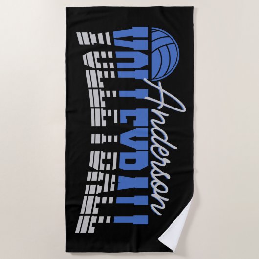 Persoonlijke Volleybalspeler VOEGD NAAM Team Champ Strandlaken (Voorkant)