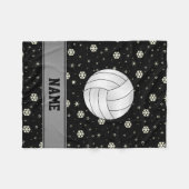Persoonlijke volleybalzwarte sneeuwvlokken fleece deken (Voorkant (Horizontaal))