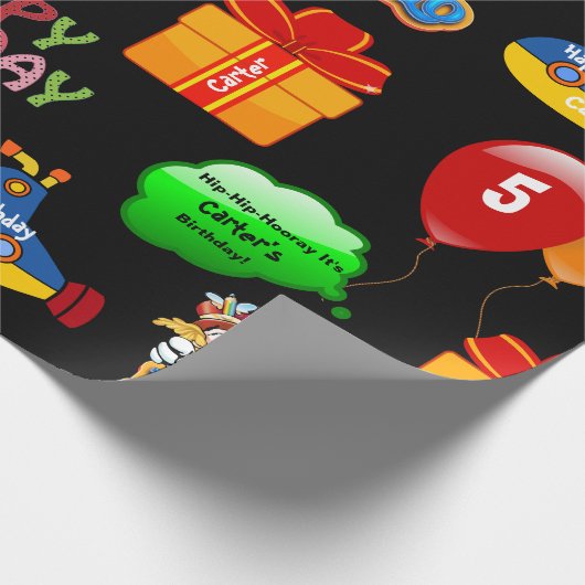 Persoonlijke voornaam en ouderdom op feestdag cadeaupapier (Hoek)