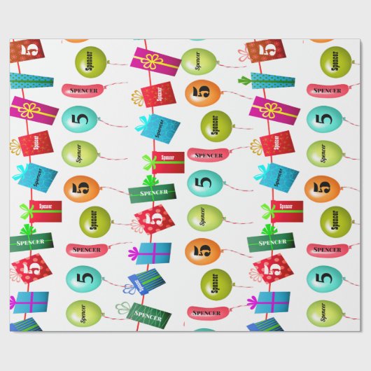 Persoonlijke voornaam en ouderdom op feestdag cadeaupapier (Vlak)