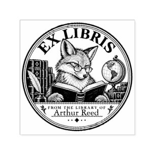Persoonlijke Vos Ex Libris Bibliotheek Boek Stempe Zelfinktende Stempel