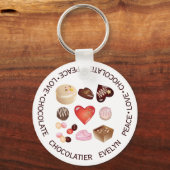 Persoonlijke Vrede Liefde Chocolade Snoepjes Sleutelhanger (Voorkant)