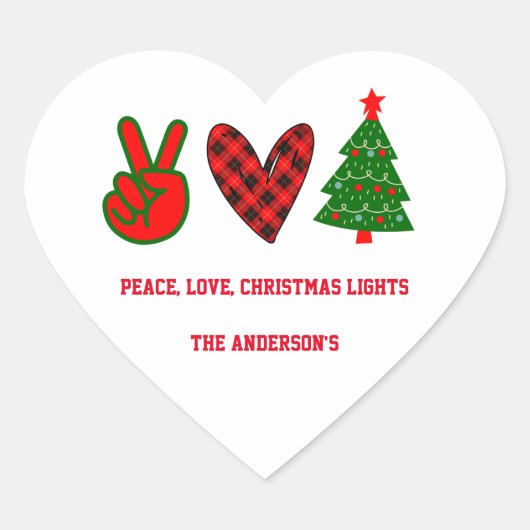 Persoonlijke Vrede Liefde Kerstverlichting Groen R Hart Sticker (Voorkant)
