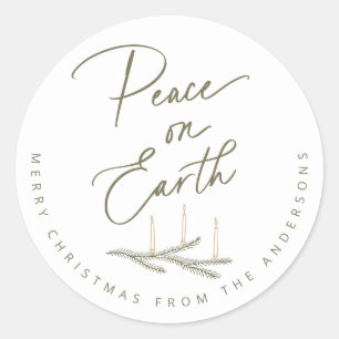 Persoonlijke Vrede op Aarde Kerst Ronde Sticker