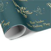 Persoonlijke vredeliefde voor groen en gouden kers cadeaupapier (Rol Hoek)