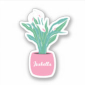 Persoonlijke Vredeslelie Huisplant Sticker (Voorkant)