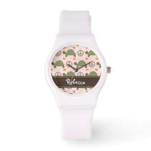 Persoonlijke vredesliefdesschildpadden horloge