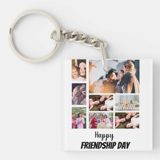 Persoonlijke vriendschapsdag 8 Foto collage Sleutelhanger (voorkant)