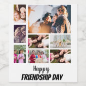 Persoonlijke vriendschapsdag 8 Foto collage Wijn Etiket (Enkel label)