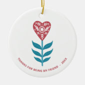 Persoonlijke vriendschapswaardering voor hartklep keramisch ornament (Voorkant)