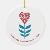 Persoonlijke vriendschapswaardering voor hartklep keramisch ornament (Achterkant)