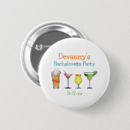 Persoonlijke vrijgezellenfeest naam datum ronde button 5,7 cm