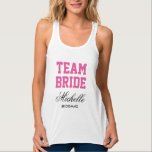 Persoonlijke vrijgezellenparty tanktops voor team<br><div class="desc">Persoonlijke vrijgezellenparty tanktops voor team bruid. TeamBruid tanktops voor bruidsmeisjes. Cute neon roze en zwarte typografie ontwerp voor de bruid en haar entourage. Cool kleding voor trouwen, bruidsfeest, vrijgezellenfeest, meidenavond, meisjesweekend, damesavond, hen do, etc. Grappige kleding voor vrouwen en meisjes die gaan trouwen.</div>