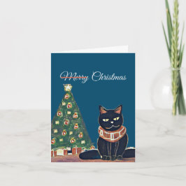 Persoonlijke vrolijk kerstfeest boze zwarte kat  feestdagen kaart