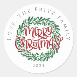 Persoonlijke vrolijk kerstfeest sticker cadeau tag