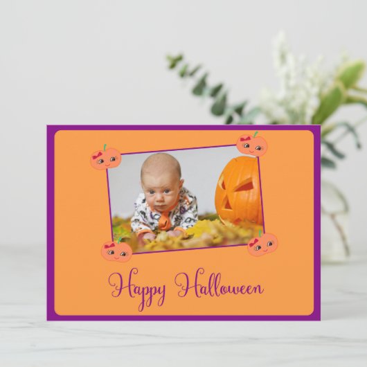 Persoonlijke vrolijke Halloween-kaarten Voeg uw fo Kaart (Staand voorkant)