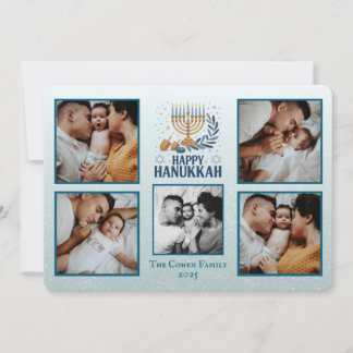 Persoonlijke vrolijke Hanukka kaart met 5 foto's