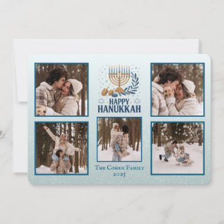 Persoonlijke vrolijke Hanukka kaart met 5 foto's