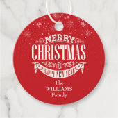 Persoonlijke vrolijke kerst foto rood bedankjes labels (Voorkant)