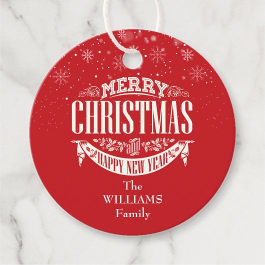 Persoonlijke vrolijke kerst foto rood bedankjes labels (Voorkant)