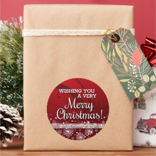 Persoonlijke vrolijke kerst (rood) ronde sticker