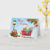 Persoonlijke vrolijke kerst straatverlichting & sl kaart (Gele Bloem)