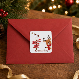 Persoonlijke vrolijke kerstfeest Mopshertje Vakant Vierkante Sticker