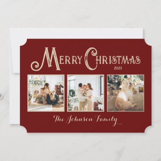 Persoonlijke vrolijke kerstkaart met foto's (Voorkant)