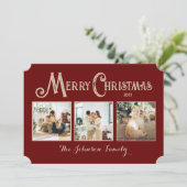 Persoonlijke vrolijke kerstkaart met foto's (Staand voorkant)