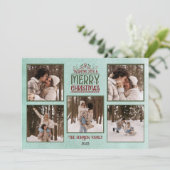 Persoonlijke vrolijke kerstkaart met foto's (Staand voorkant)