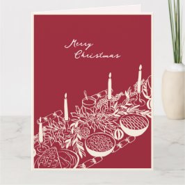 Persoonlijke vrolijke kersttafel minimaal ontwerp kaart
