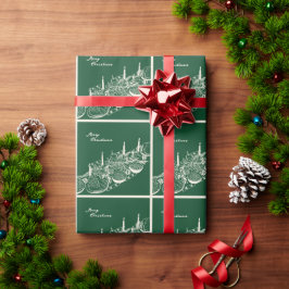 Persoonlijke vrolijke kersttafel minimale ontwerp cadeaupapier