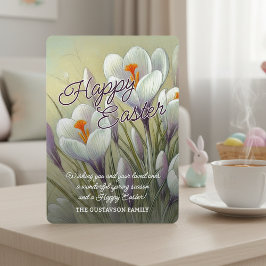 Persoonlijke vrolijke Pasen krokus bloemkaart Feestdagenkaart