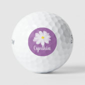 Persoonlijke vrouwelijke golfballen met dagbloem (Voorkant)