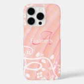Persoonlijke vrouwelijke monogramnaam roze witte b Case-Mate iPhone case (Achterkant)