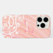 Persoonlijke vrouwelijke monogramnaam roze witte b Case-Mate iPhone case (Achterkant (horizontaal))