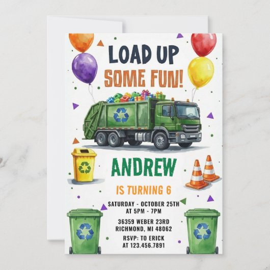 Persoonlijke vuilniswagen recycling verjaardagsfee kaart (Voorkant)