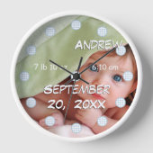 Persoonlijke wandklok Baby naam en geboortedatum (Voorkant)