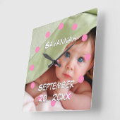 Persoonlijke wandklok Baby naam en geboortedatum (Hoek)