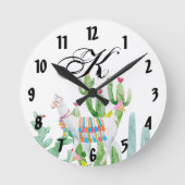 Persoonlijke wandklok Boho Llama Bohemian Cacti (Voorkant)