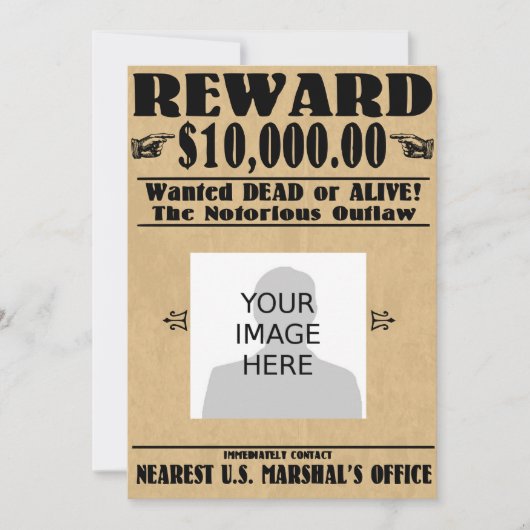 Persoonlijke Wanted Dead or Alive Uitnodiging (Voorkant)