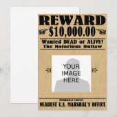 Persoonlijke Wanted Dead or Alive Uitnodiging (Voorkant / Achterkant)